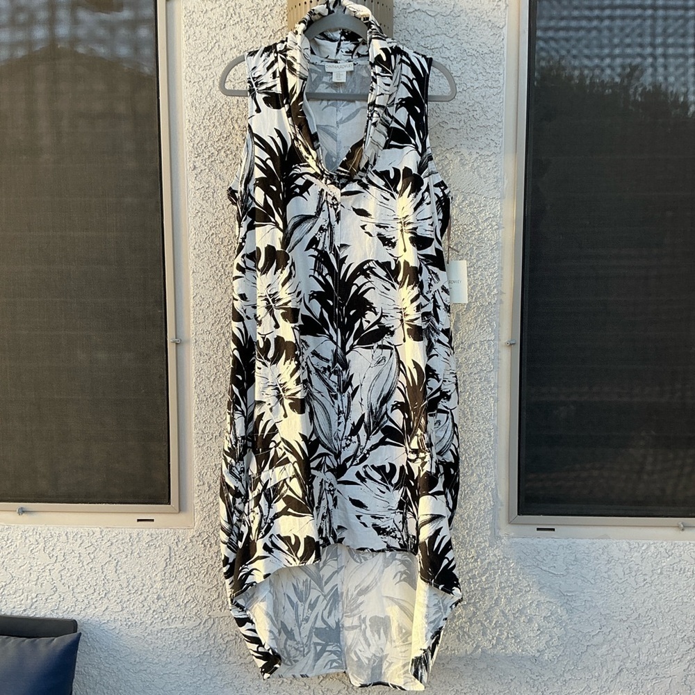 NWT Cynthia Rowley High Low Tent Midi Dress Linen Blend Extra Large Lagenlook - Picture 3 of 12